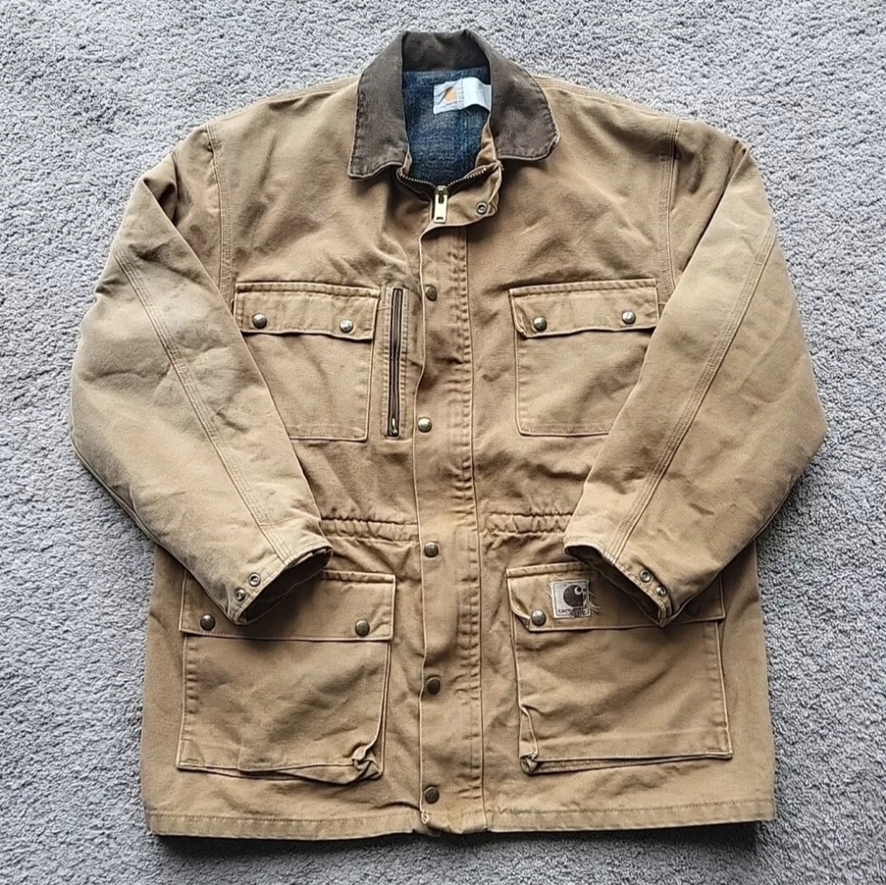 Vintage Carhartt Chore Jacket Men Large Blanket Lined Barn Work Duck Canvas - Picture 1 of 16